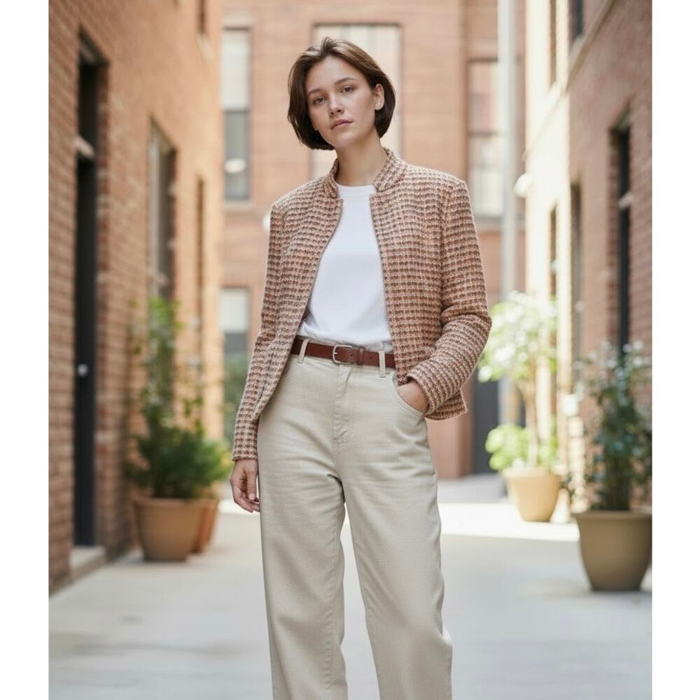 Vintage Talbots Petites Italian Wool Textured Tweed Blazer Jacket Women's 10P